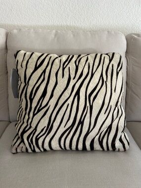 Zebra Print (authentic Hyde) Throw Pillow - Black and White